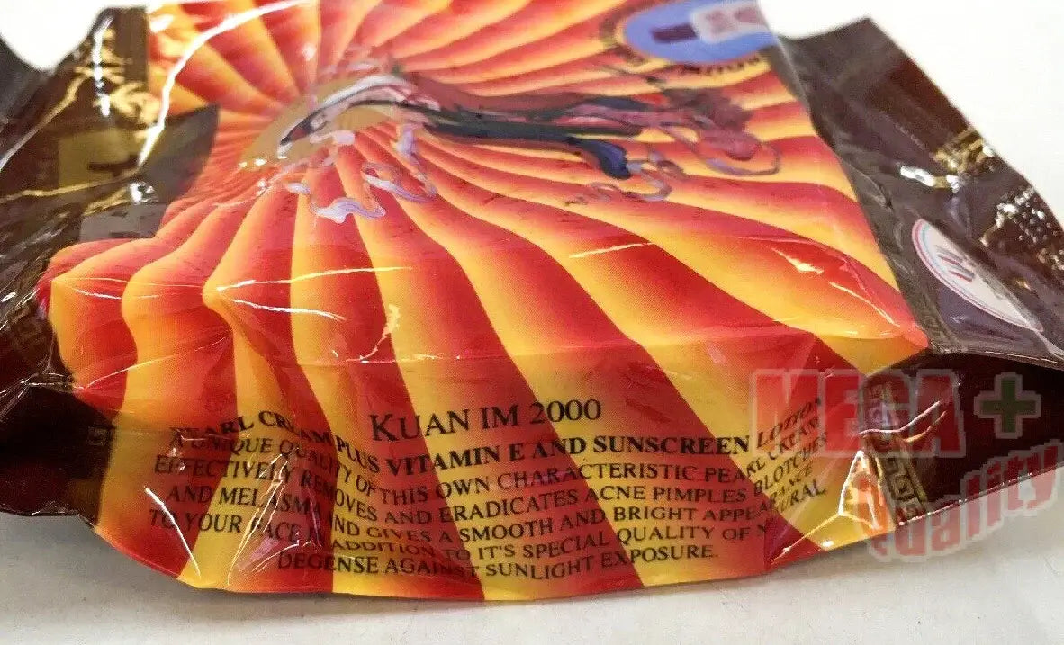 Kuan Im Pearl Cream Model 2000 sachet package with Vitamin E and Sunscreen Lotion