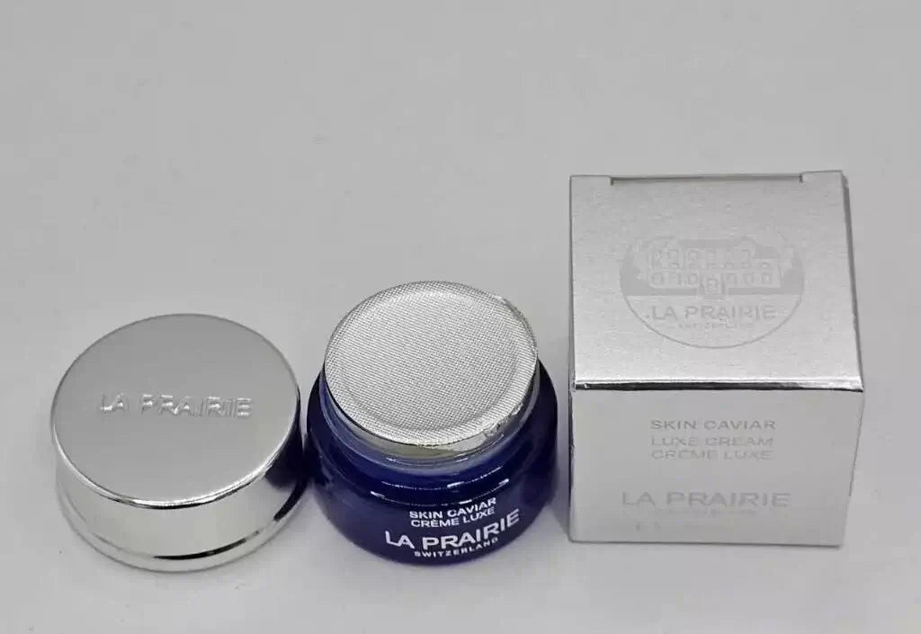 La Prairie Skin Caviar Cream Luxe Face Moisturizer in jar and box, showcases luxury skincare for hydration.