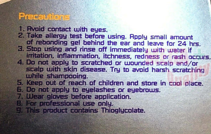 Lolane Rebonding Gel Straight Off Set Kit Precautions and Usage Information