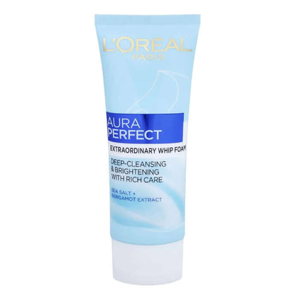 Loreal Aura Perfect Whip Extraordinary Facial Cleansing Foam 100g for deep cleansing and brightening.