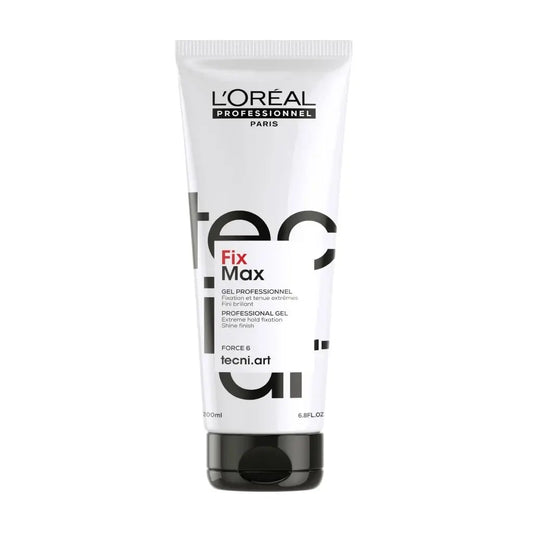 Loreal Tecni Art Fix Max hair gel tube front view on white background