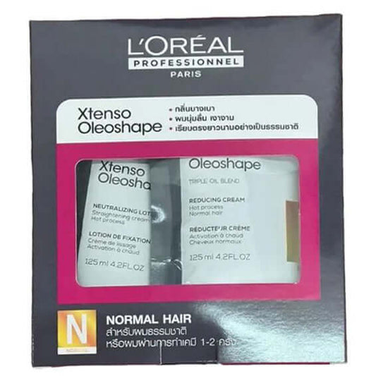 Loreal Xtenso Oleoshape Normal Hair Straightening Kit with Smoothing Cream and Neutralizing Cream Box