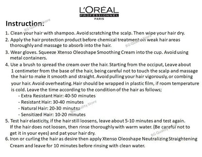 Loreal Xtenso Oleoshape Normal Hair Product Information and Usage Instructions Label