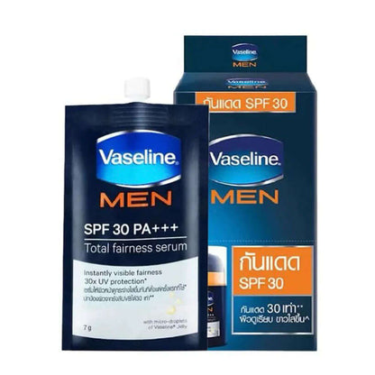 Vaseline Men Serum SPF30 PA+++ box and sachet packaging front view