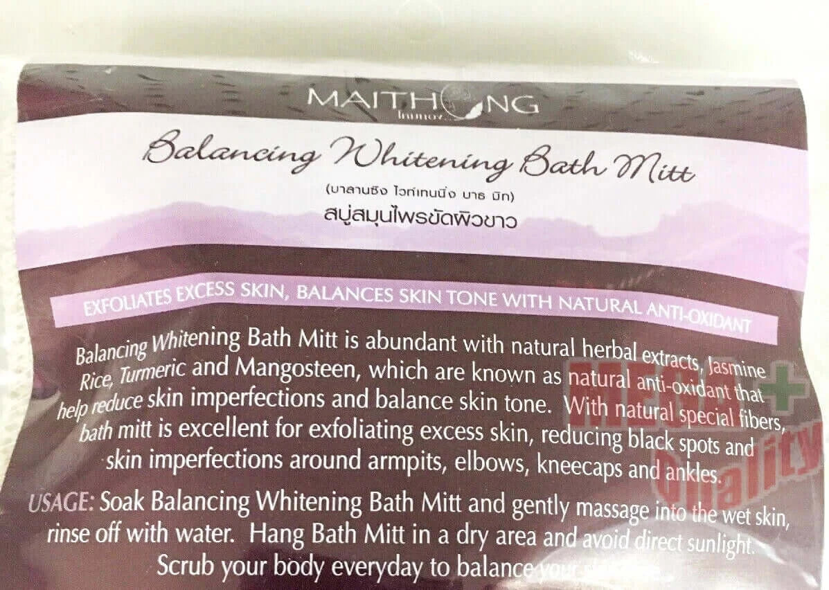 Maithong Bath Mitt Product Information Label and Usage Instructions