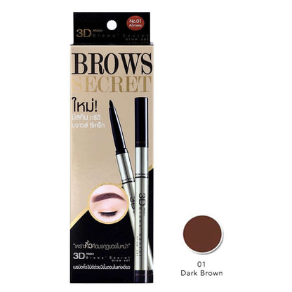 Mistine 3D Brows Secret 3 in 1 eyebrow pencil set in shade No 01 Dark Brown