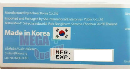 Mistine BB Baby Face Cream manufacturer information label showing Made in Korea, Kolmar Korea Co Ltd, S&J International Enterprises, MFG and EXP fields on the product box.