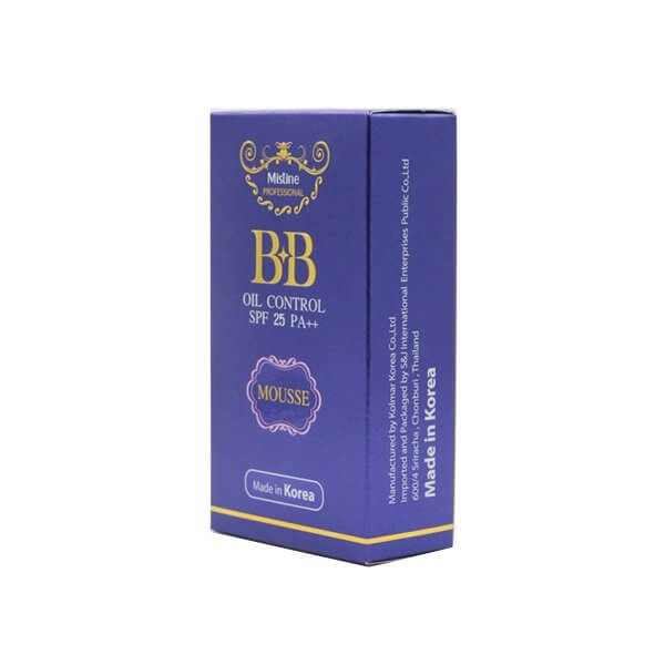 Mistine BB Mousse sunscreen foundation box packaging with SPF 25 PA++ label