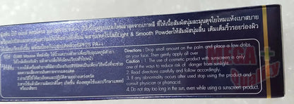 Instructions for Mistine BB Mousse Foundation showing directions for use and precautions.