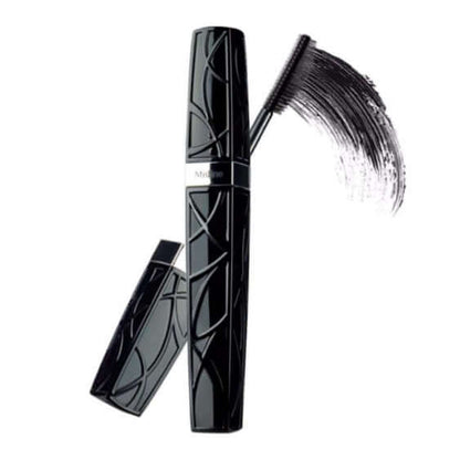 Open tube of Mistine Pro Long Big Eye Mascara with a thick black product swipe visual