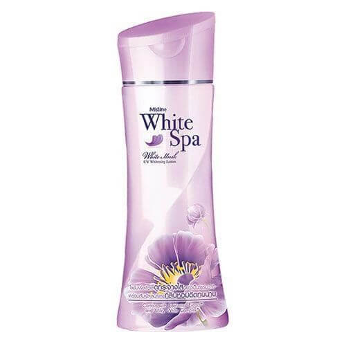 Mistine White Spa Lotion White Musk UV Body Lotion 200ml Packaging Side View