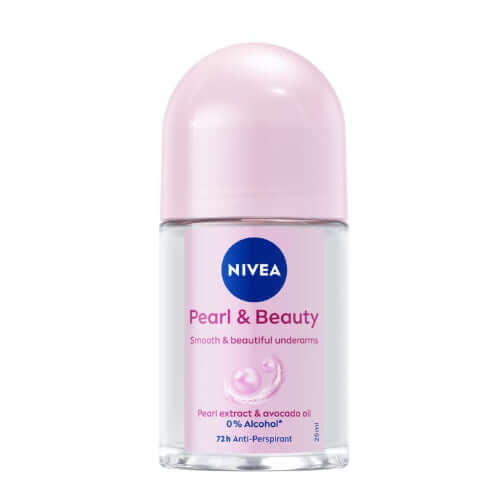 NIVEA Pearl Beauty Roll On Deodorant with avocado oil for smooth and beautiful underarms, 72h anti-perspirant.
