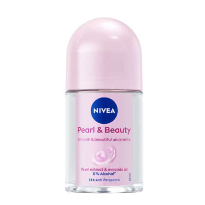 NIVEA Pearl Beauty Roll On Deodorant with avocado oil for smooth and beautiful underarms, 72h anti-perspirant.