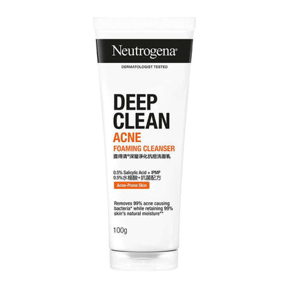 Neutrogena Deep Clean Acne Cleanser 100g facial wash tube front view.