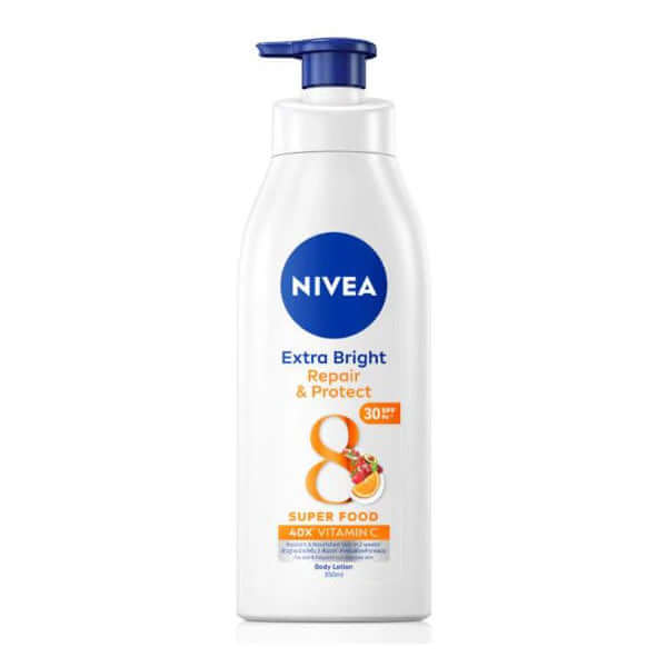 Nivea Extra Bright Body Lotion Repair Protect Super Food SPF30 350ml Pump Bottle