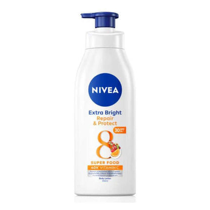 Nivea Extra Bright Body Lotion Repair Protect Super Food SPF30 350ml Pump Bottle