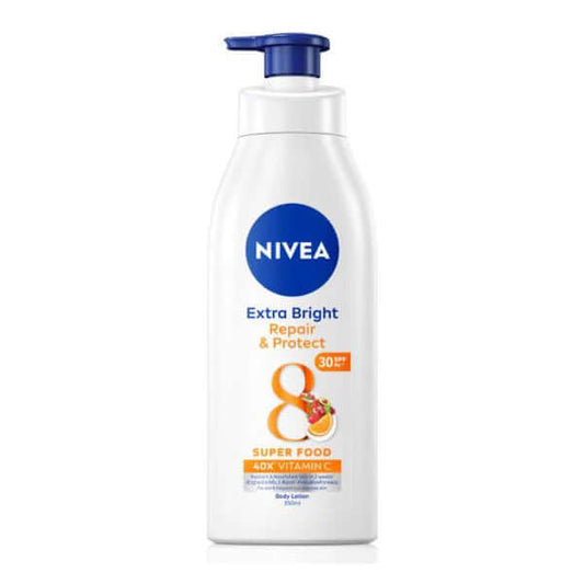 Nivea Extra Bright Body Lotion Repair Protect Super Food SPF30 350ml Pump Bottle