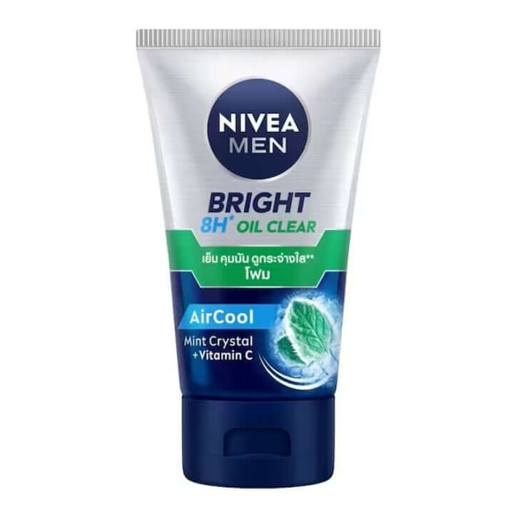 Nivea Men 8H Oil Clear Foam packaging front view showing the product name and AirCool mint crystal design.