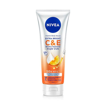 Nivea Extra Bright C E Vitamin Body Serum 170ml front view on white background