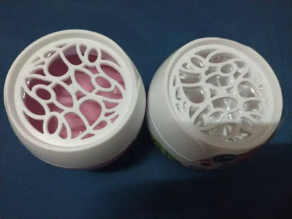 Two OASIS Mosquito Repellent Gel containers with different lid designs, showcasing the gel inside, on a blue background.