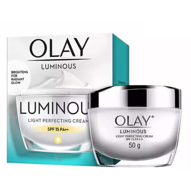 Olay Luminous Cream face moisturizer jar with its packaging box