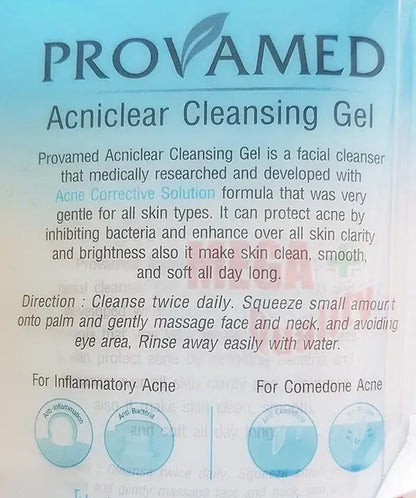 Provamed Acni Clear Gel facial cleanser with Acne Corrective Solution for gentle skin care and oil control.