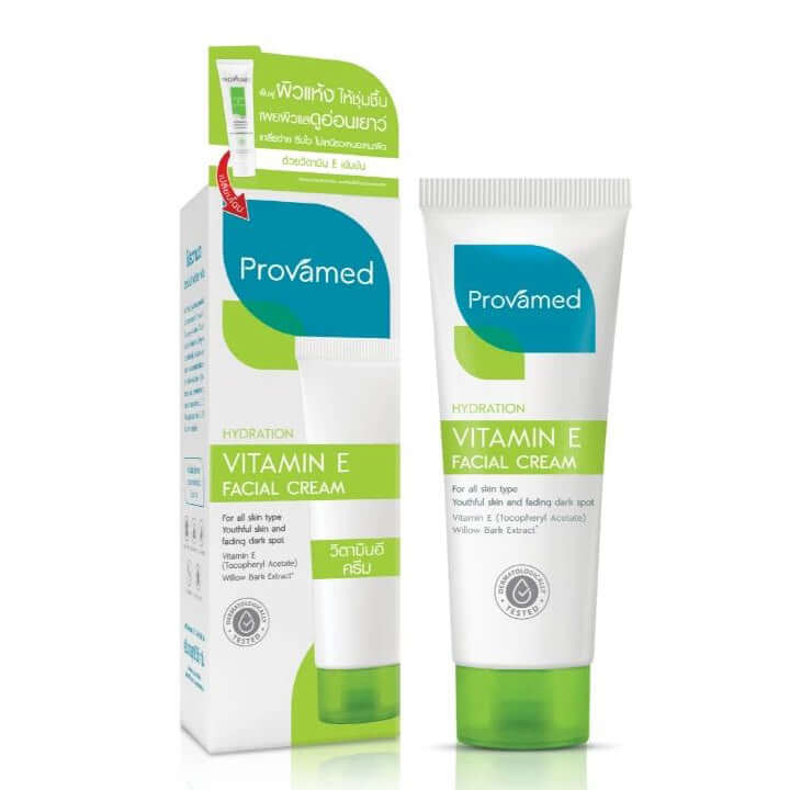 Provamed Vitamin E Facial Cream 50g tube and box front packaging product image