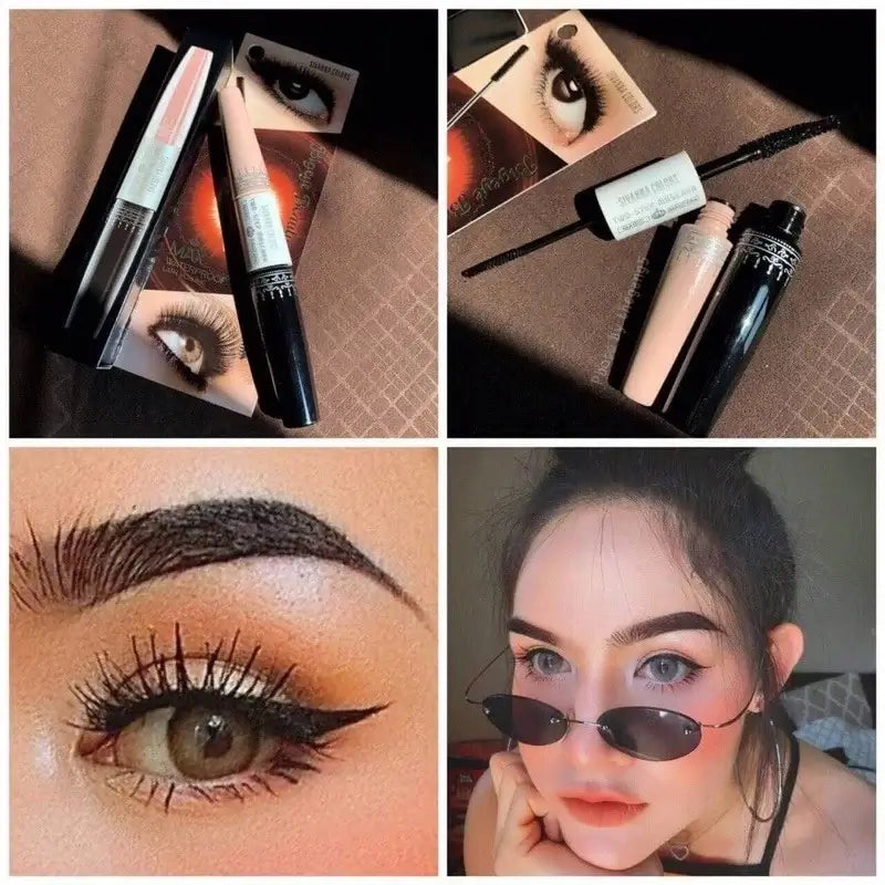 SIVANNA Two Step Mascara showing waterproof lash volume, dual brush design, and bold eye makeup.