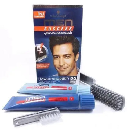 Schwarzkopf Men Success 70 Natural Black Hair Color Cream Kit with complete gray coverage in 5 minutes.
