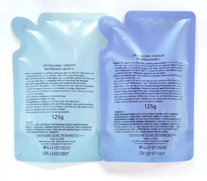 Shiseido Crystallizing Straight instructions and ingredient details on back of pouches