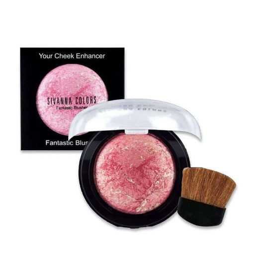 Sivanna Colors Fantastic Blusher Baked Shimmer Blush Compact with Makeup Brush
