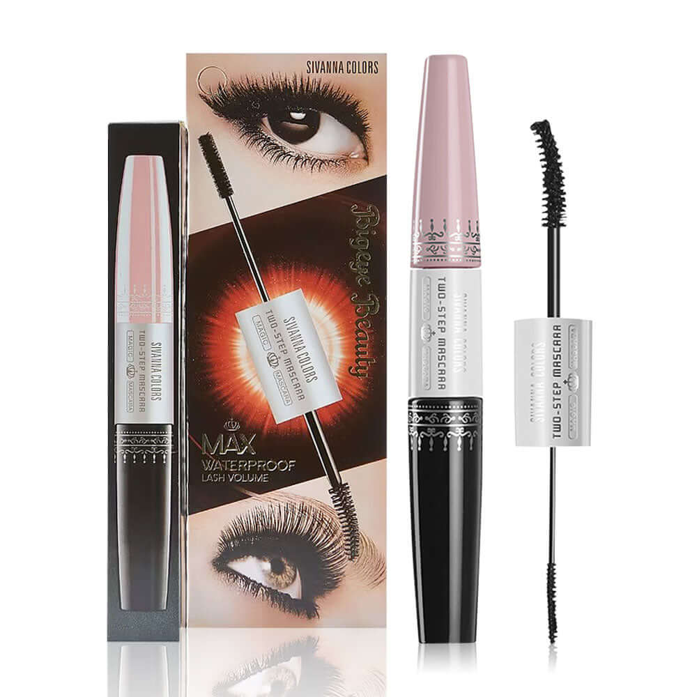 Sivanna Colors Super Model Mascara Double Extension Waterproof HF901 with packaging and brush shown. Perfect for defined lashes.