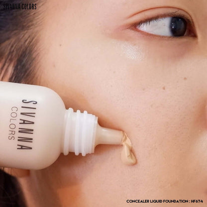 Sivanna Colors Velvet Foundation Touch Concealer Liquid HF674 being applied, showcasing its smooth texture and coverage on skin.