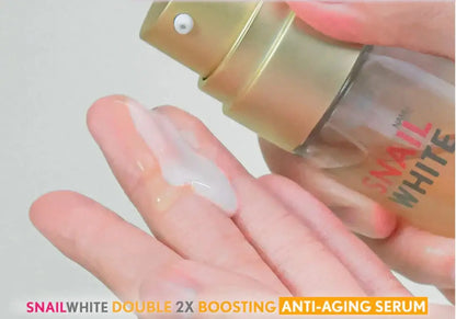 Snail White Double Boosting Serum Applied on Hand Texture Demonstration