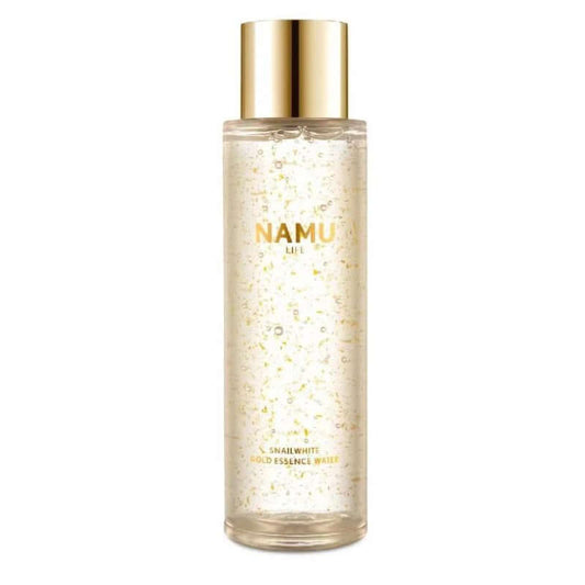Snailwhite Gold Essence Water bottle with 24K gold flakes on a white background