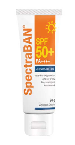 SpectraBAN SPF50 Sunscreen Cream Tube Front Packaging 20g