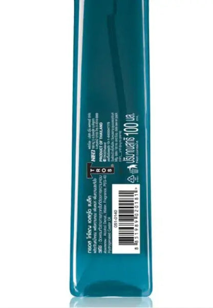 Tros Escudo Cologne bottle back view displaying product details and barcode for warm charming fragrance spray men 100ml