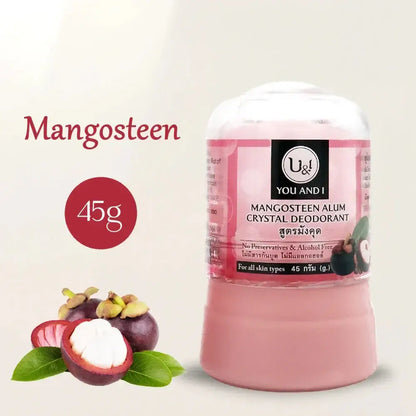 U&I Alum Deodorant mangosteen crystal deodorant packaging with mangosteen fruit