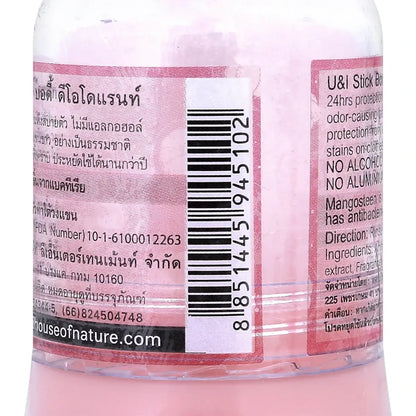 U&I Alum Deodorant ingredients and product information label close up