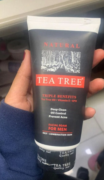 Tea Tree Men Foam Natural Facial Cleanser Front Packaging 140ml