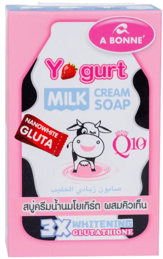 A BONNE Yogurt Milk Cream Soap 90g 3X Whitening Gluta Q10 Brightening Body and Face