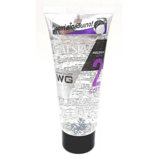 Gatsby Water Gloss Hair Gel Soft 100g front view tube
