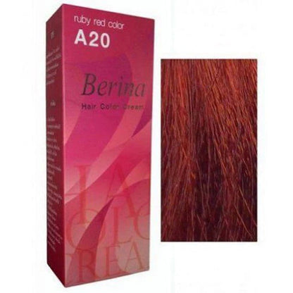 Berina A20 Ruby Red Permanent Hair Color Cream vibrant red hair dye long lasting professional use