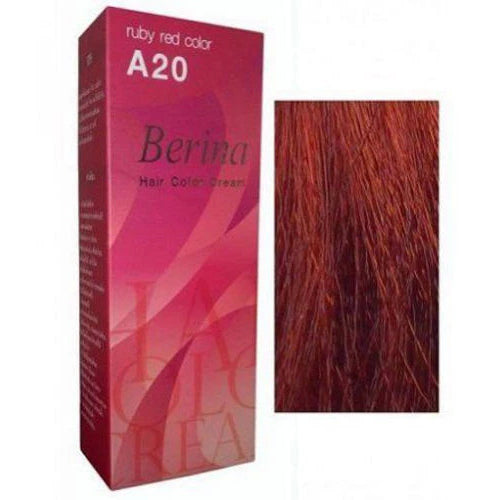 Berina A20 Ruby Red Permanent Hair Color Cream vibrant red hair dye long lasting professional use