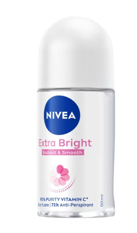 NIVEA Extra Bright Roll On angled view showing smooth packaging
