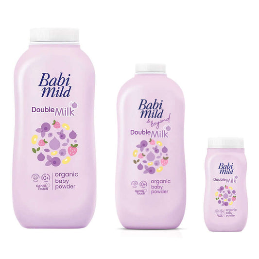Babi Mild Double Milk Powder set bottles front view multiple sizes