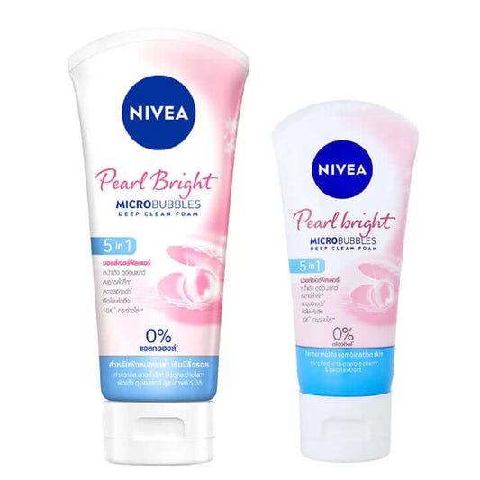 NIVEA Pearl Bright Facial Foam Microbubbles Deep Clean 5in1 front view tube