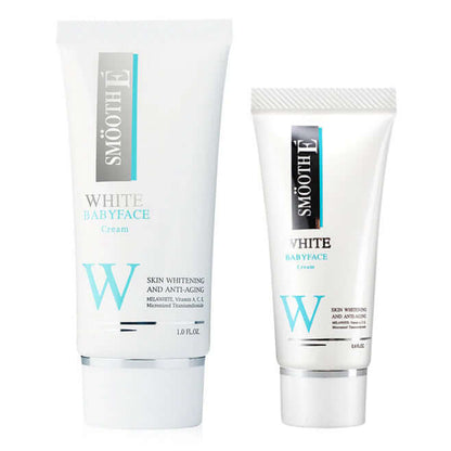 Smooth E White Babyface Cream packaging with skin whitening and anti-aging benefits.