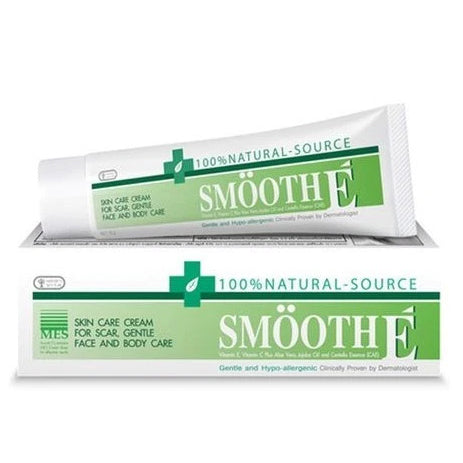 Smooth E Cream Vitamin E natural source skincare cream tube and box for scar and acne mark treatment