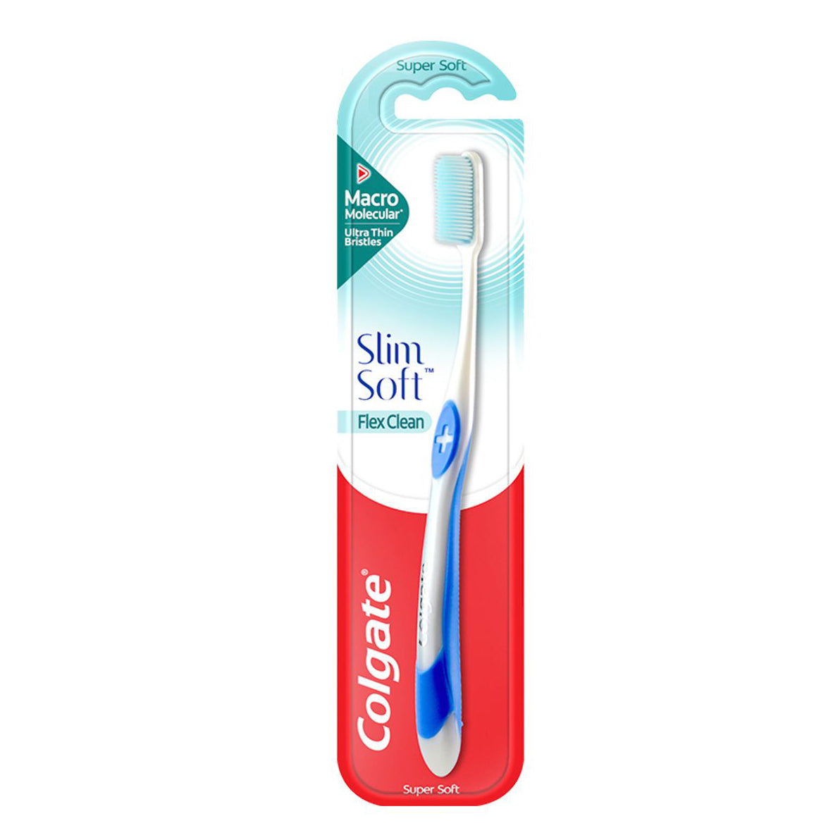 Colgate Slim Soft Flex Clean super soft toothbrush with ultra thin bristles front packaging view